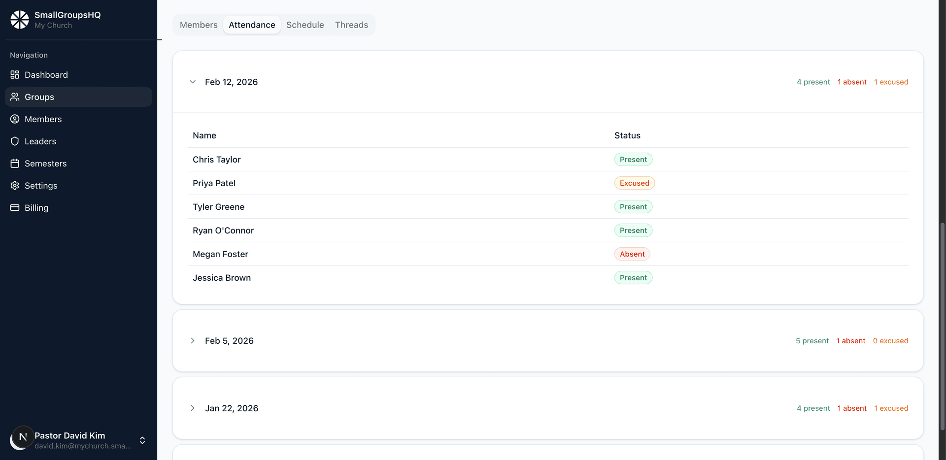 Attendance Tracking screenshot