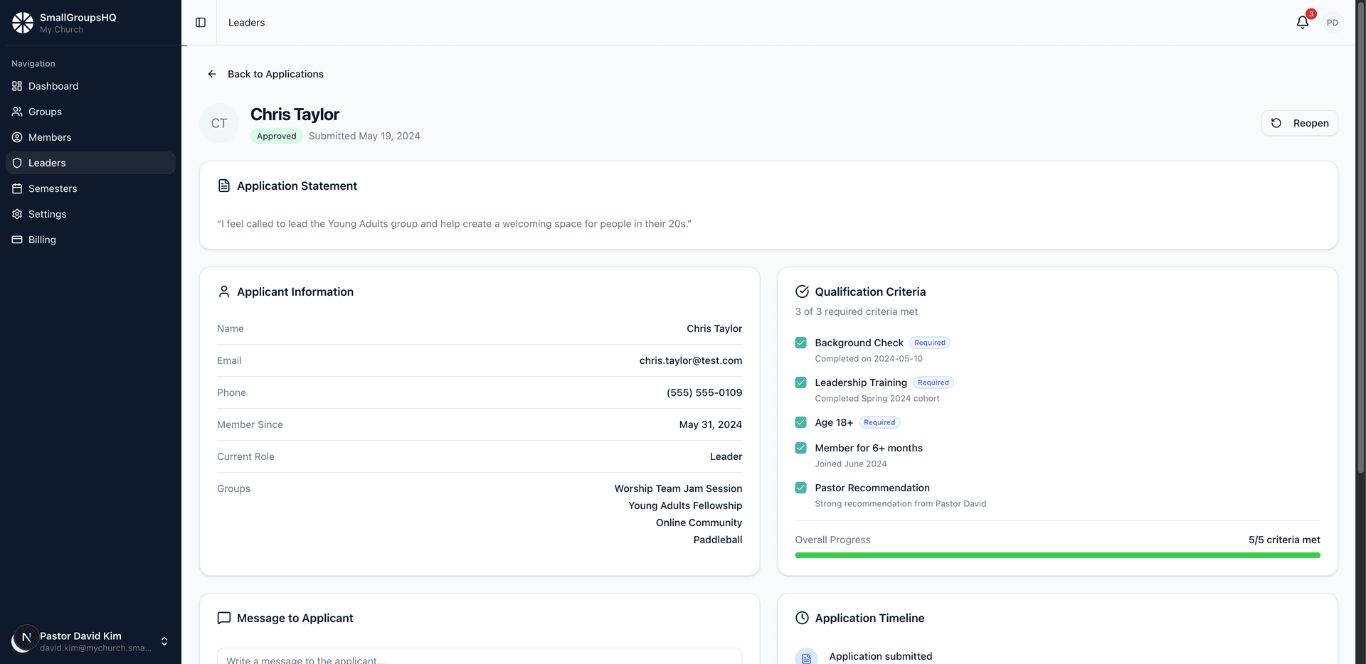 Leader Management screenshot